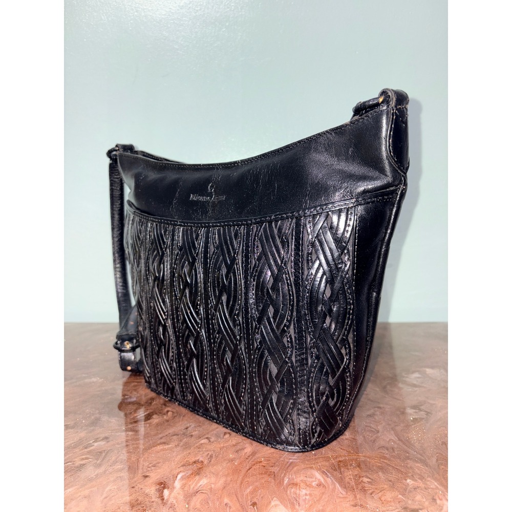 Etienne Aigner Black Leather Braided‎ Shoulder Bag Crossbody Purse